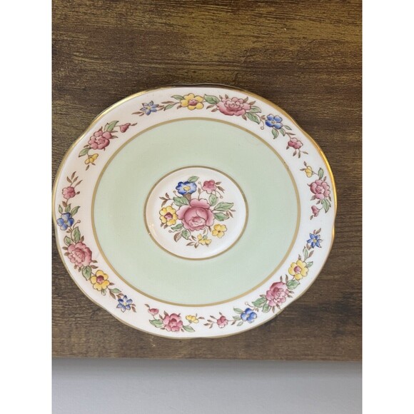 Vintage Floral Mint Green Adderley Bone China Cup and Saucer Cottagecore Classic - Picture 12 of 16